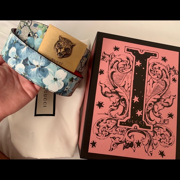 Gucci Blooms Belt W/ Tiger Plaque Size 75/30 ✨ - Picture 3 of 4